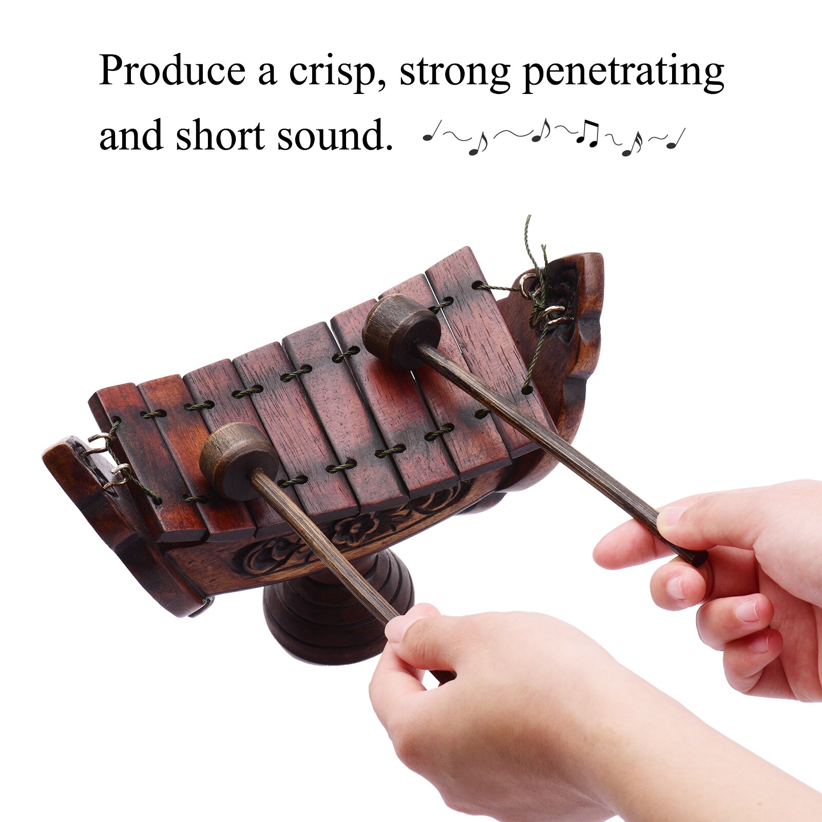 Xylophone-instrumentos musicales de percusión tradicional Tailandesa de madera de teca, 8 notas, arte artesanal, ornamento de madera, decoración con mazo