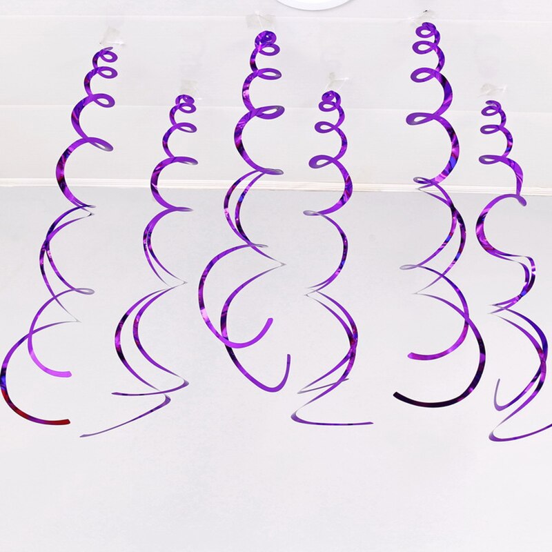 6Pcs Halloween Decoration Ribbon Metallic Ceiling Hanging Streamers Swirl Sparkling Spiral Ornament For Wedding Birthday Party: purple