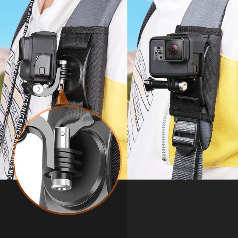 360 degrés rotatif sac à dos pince de fixation pour GoPro Hero 8 7 6 5 4 pour Go pro xiaomi sport Action caméras accessoires