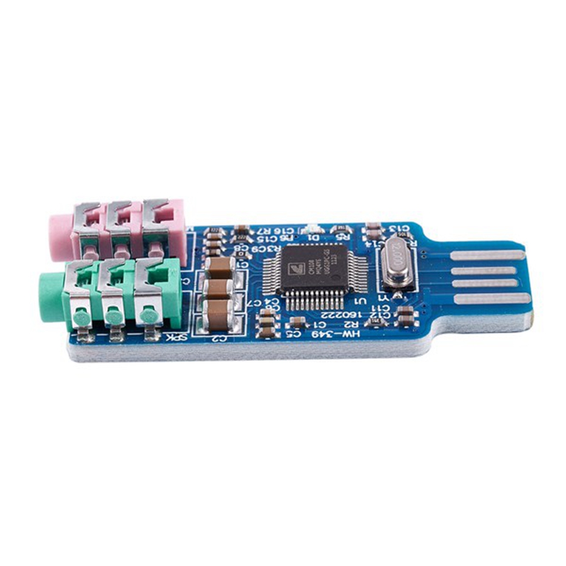 2 pcs free driver usb sound card  cm108 usb sound card chip blue