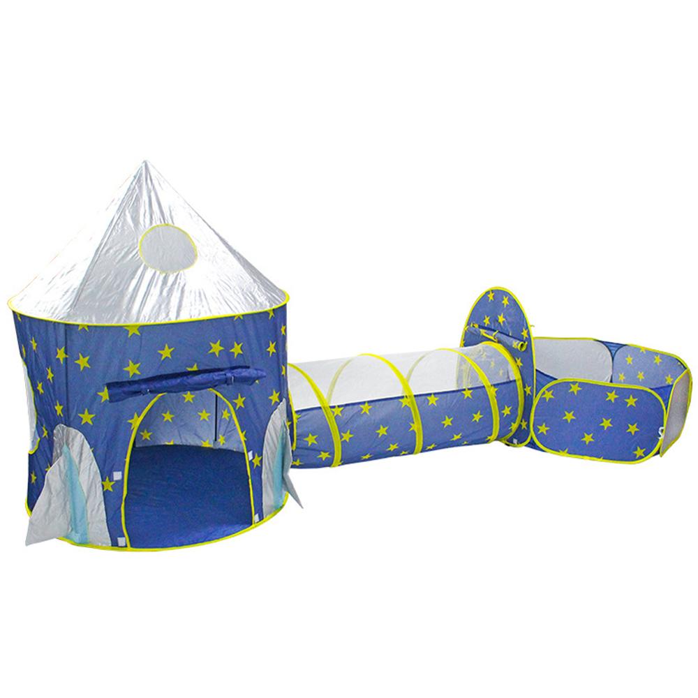 3 In 1 Raket Tent Draagbare Kinderen Tent Baby Speelgoed Vouwen Kruipen Tunnel Playhouse Kinderen Tipi Tent Oceaan Bal zwembad Pit Huis: 3 In 1 tent