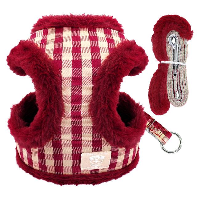 Warm Hond Harnas Chihuahua Yorkshire Kleine Honden Kat Harness En Leash Set Winter Hond Puppy Vest Zachte Fleece Gevoerde Huisdier jas: Rood / L