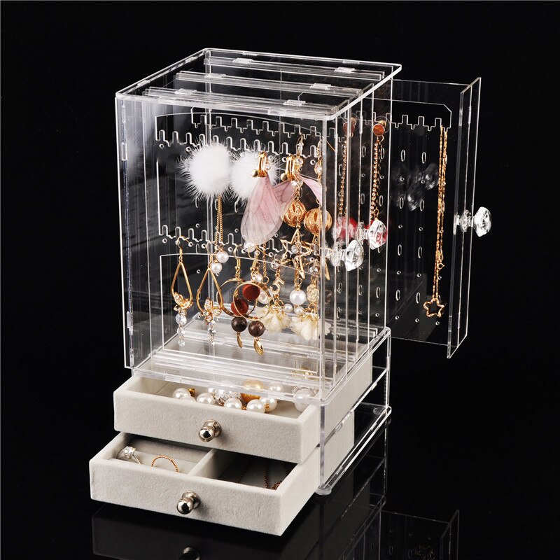 Jewelry Organizer Storage Box Necklace Display Case Earrings Bracelet Hanger Decoration Girls Women Makeup Storage Case