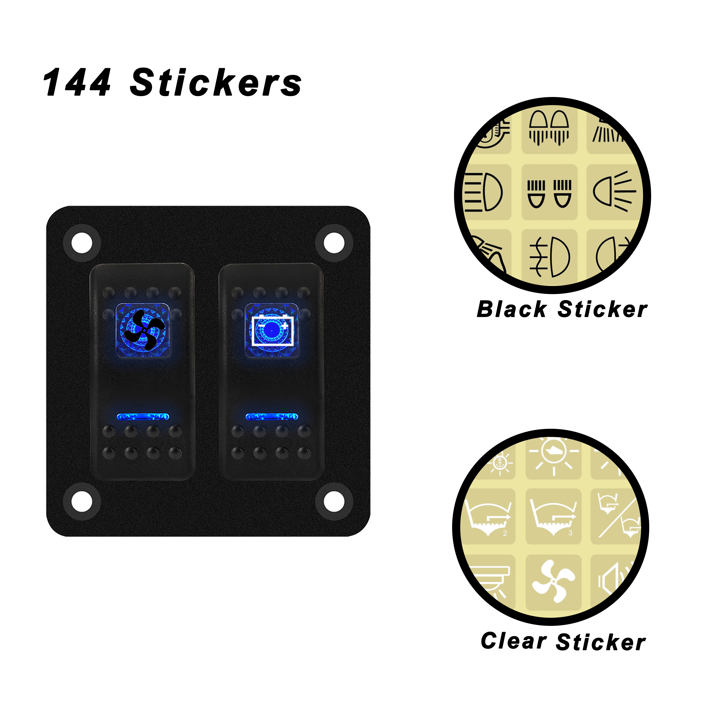 100 Clear Switch Stickers for Car Boat Instrument Rocker Push Switch Panel Decoration, Universal Led Switch Lables