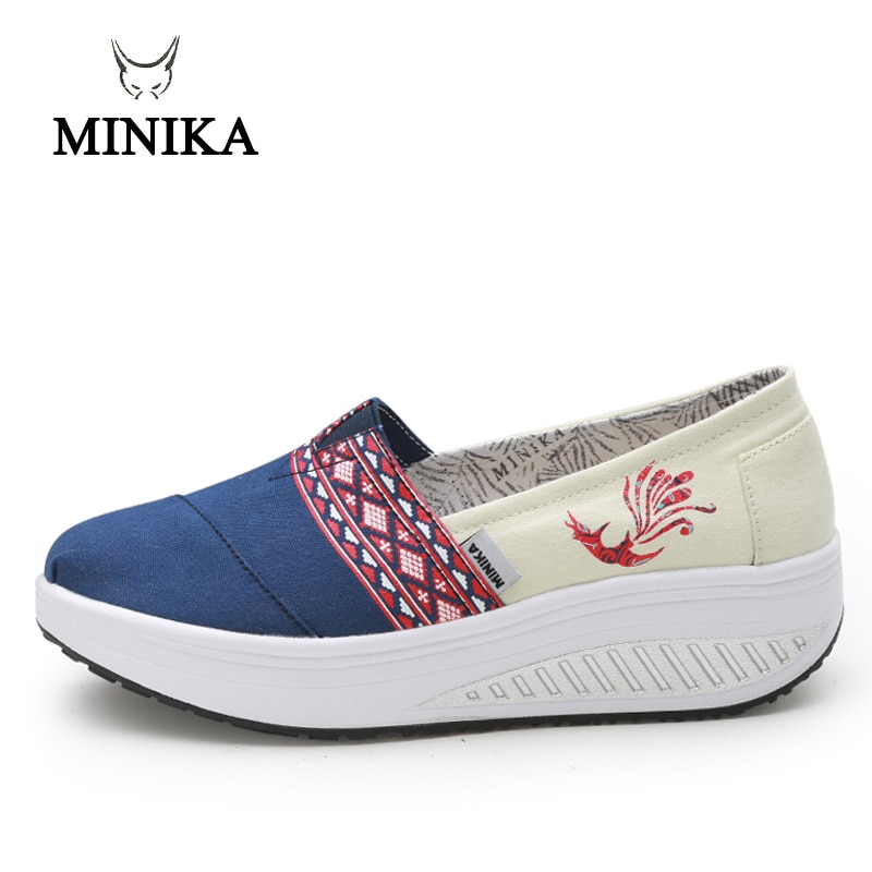 Summer Shoe Red Women's Sport for Women Swing Wedge platform zapatos mujer canvas trainers Minika feminino Toning Shoes