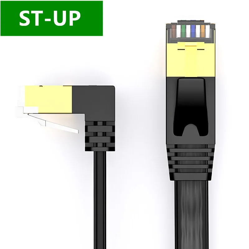 CAT 7 Ethernet Cable RJ45 Cat7 Lan Cable 1M 2M 3M 5M 10M RJ 45 Flat Network Cable Patch Cord UP&Down Right Angle 90 Degree Cable