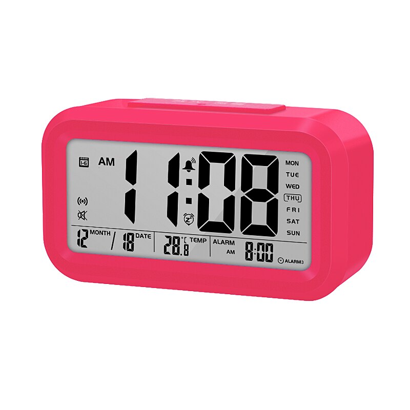 Réveil numérique avec thermomètre et rétro-éclairage, horloge parlant, temps et température: ROSE