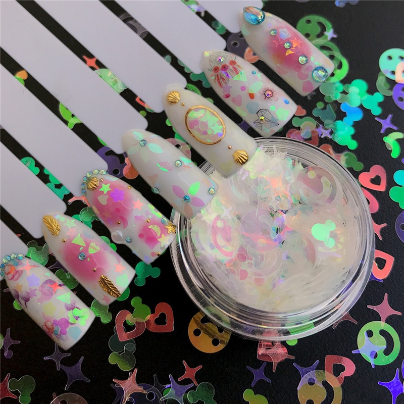 Lcj Ab Chameleon Kleur Pailletten Nail Art Glitter Vlokken Uv Gel Polish Ster Hart Bloem Paillette Decor Gereedschap