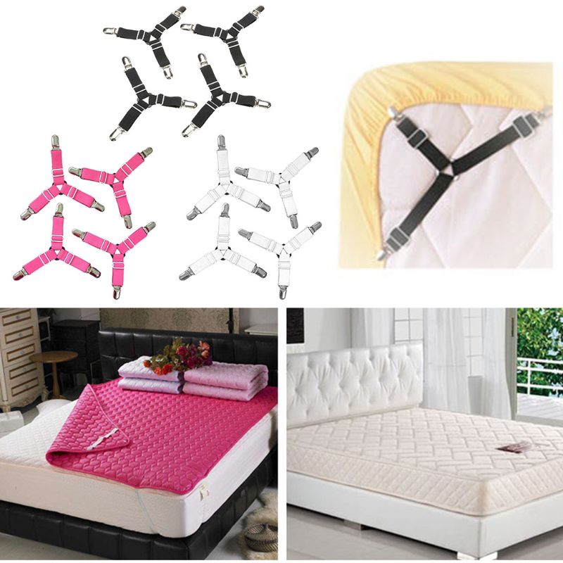 Antislip 4 stuks verstelbare bedlakenklemmen bevestigingsriem bankhoes grippers houder matras deken beddengoedset