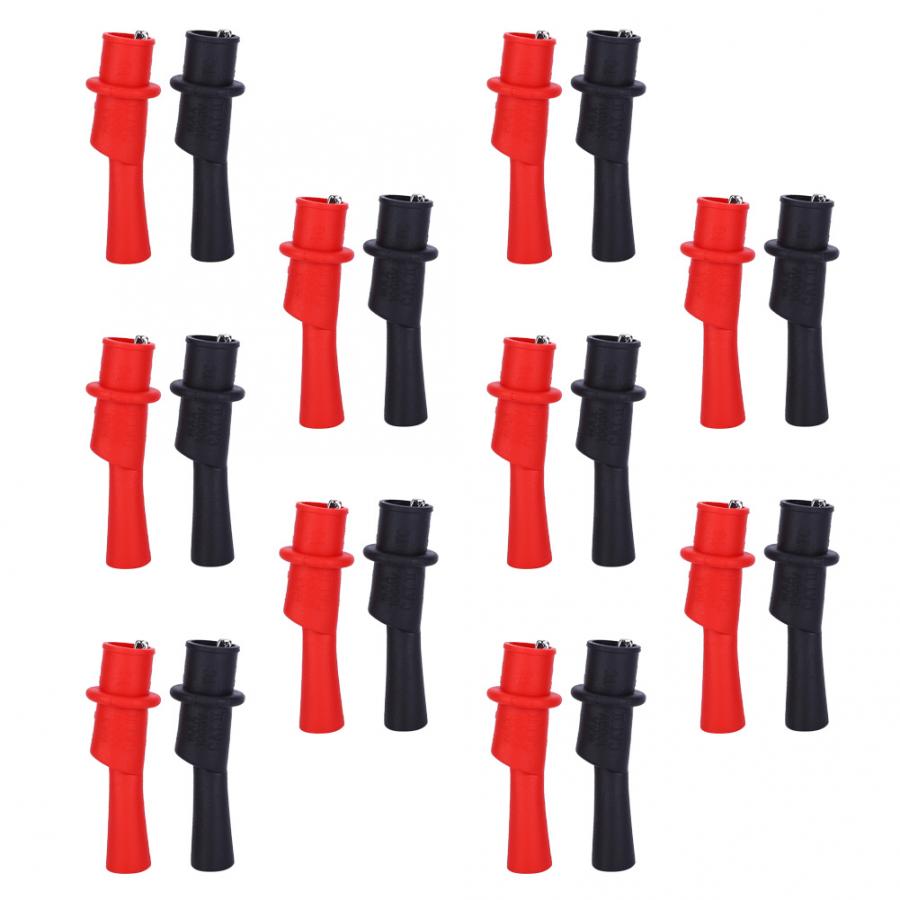 10 Pair Alligator Crocodile Test Clip Low Frequency Stainless Steel Tip Electronics Tester Clip