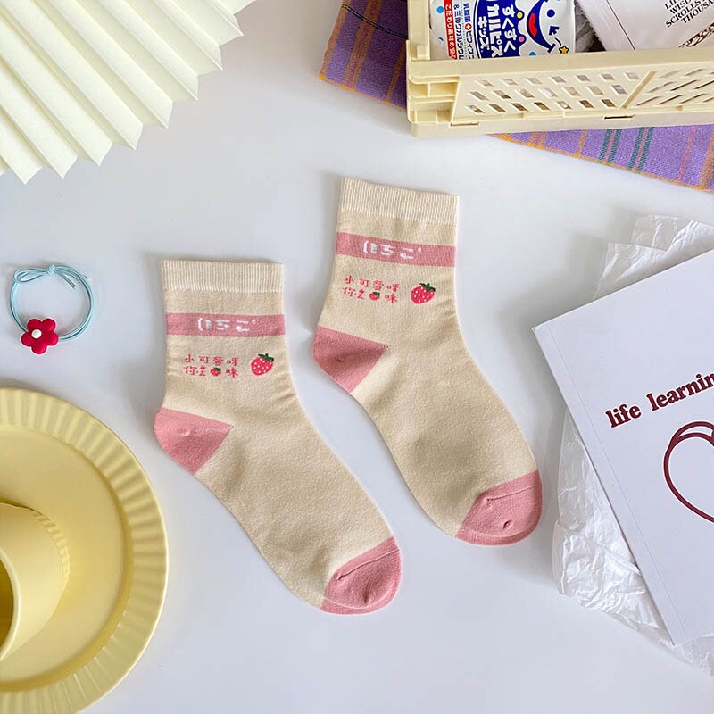 Fruits chaussettes drôles fraise pastèque Orange mignon chaussettes femme Harajuku Skarpetki heureux 12 Style Calcetines Divertidos: 5