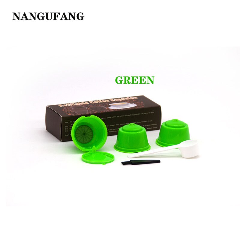 1/2/3pcs reusable coffee filter for Nescafe Dolce capsule filter cup with scoop brush cover，atible Genio Piccolo Esperta Mini Me: 3pcs green