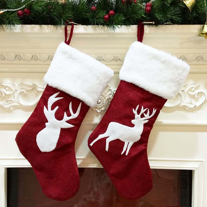 4Pack Kerst Kousen Sokken Candy Bag Kerst Decoraties Voor Thuis Nieuwjaar Pocket Opknoping Xmas Tree Ornament