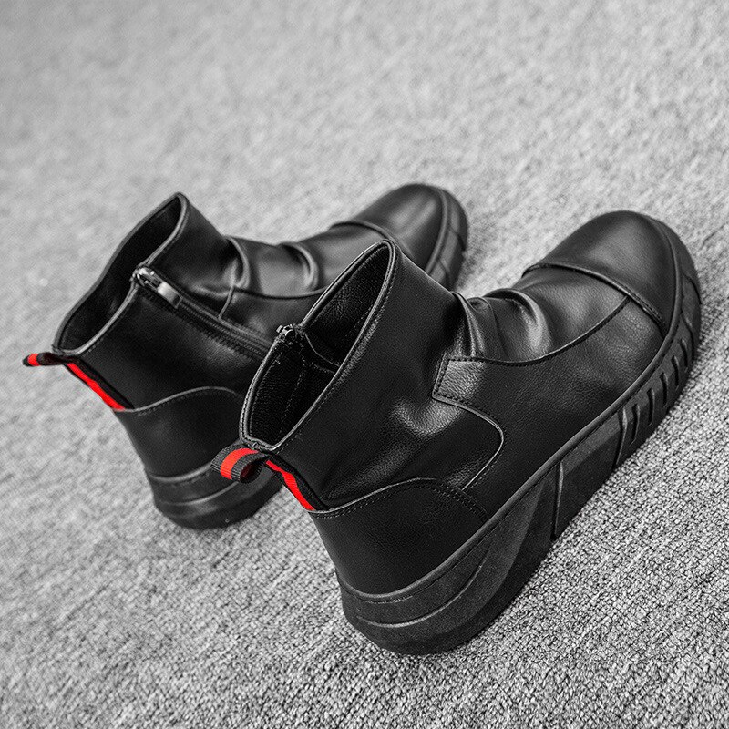 British style high top Martin boots men's boots casual trend men's leather boots set foot zipper Chelsea boots