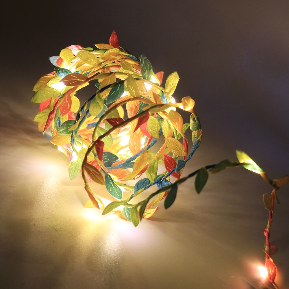 Green Leaf Led String Light DC 5V 2m/3m/5m/10m Battery Powered Garland Vine Fairy Lights for Xmax Christmas Party Wedding Decor: Multicolor / 10m 100LED