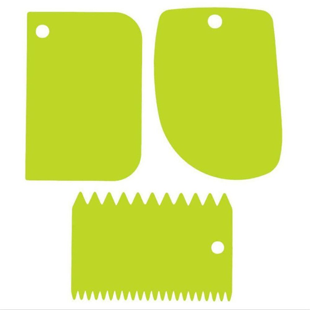 3 stuks/partij deeg taartvormpjes spatel voor taart crème schraper pasta uitstekers schraper onregelmatige tanden rand diy gladder: Lichtgroen
