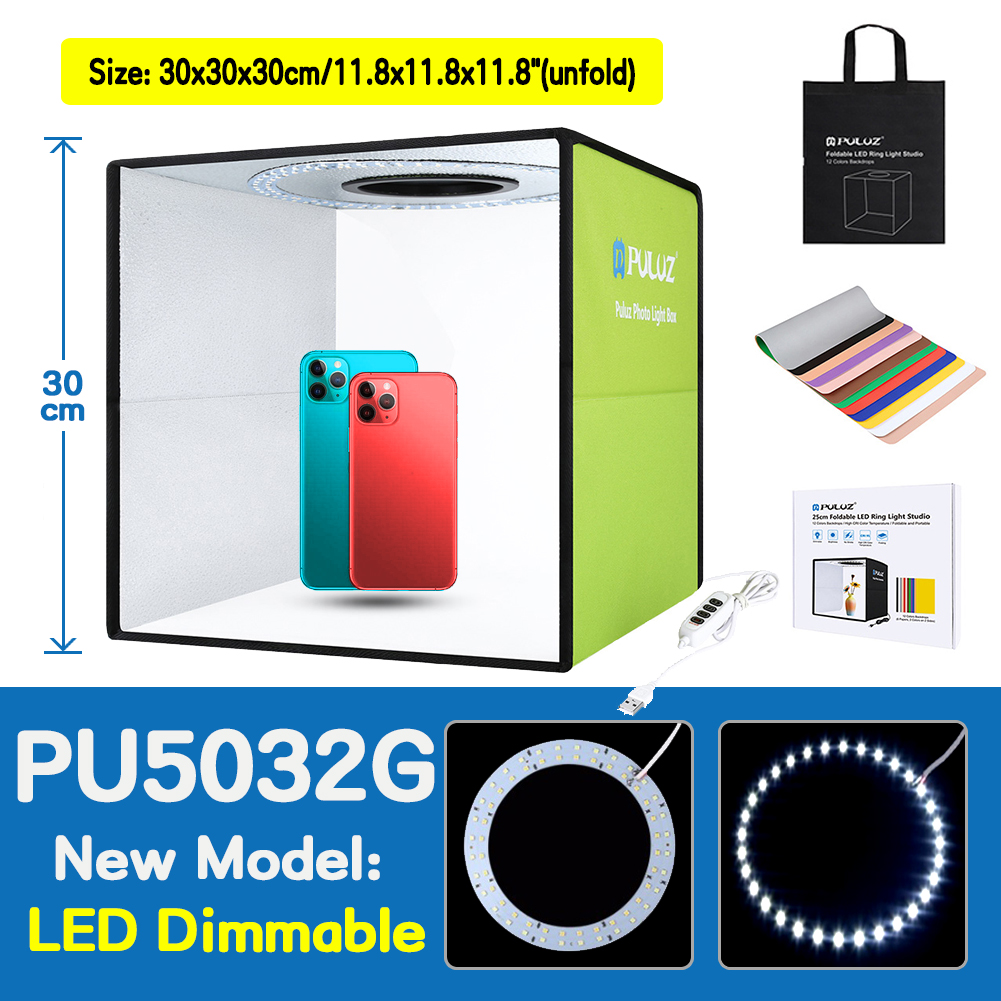 Puluz fotostudio kit fotobox stor foto ljuslåda tält mjuklåda fotografering rekvisita bakgrund mjuklåda studio foto ljuslåda: Grön
