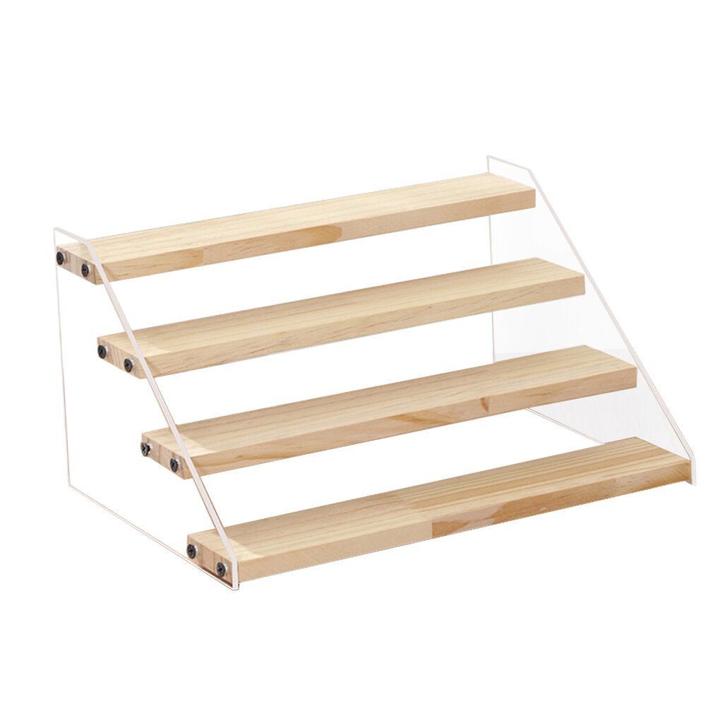 Acrylic Display Riser Wooden Rack Stand Clear Doll Toy Organizer Jewelry Showcase Displays Shelf: 30.5x21.5x15.8cm