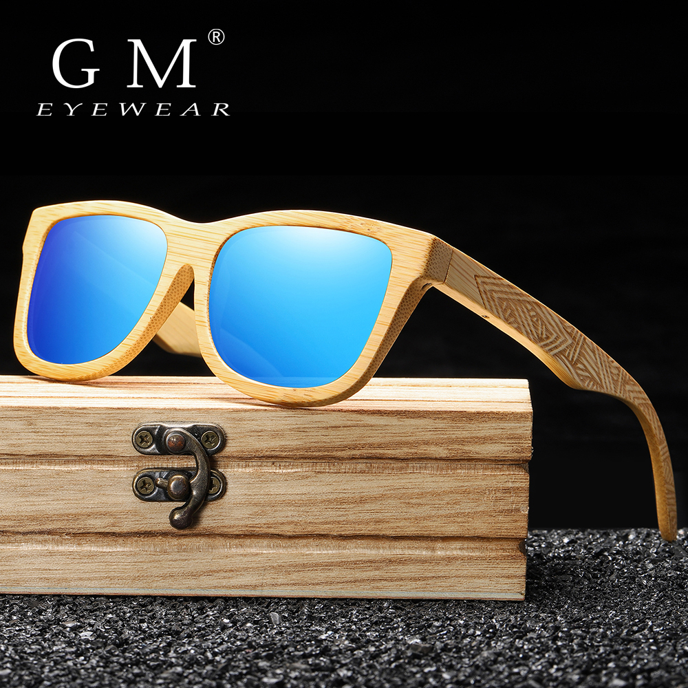 Gm Brand Handgemaakte Natuurlijke Houten Bamboe Zonnebril Luxe Zonnebril Gepolariseerde Houten Oculos De Sol Masculino