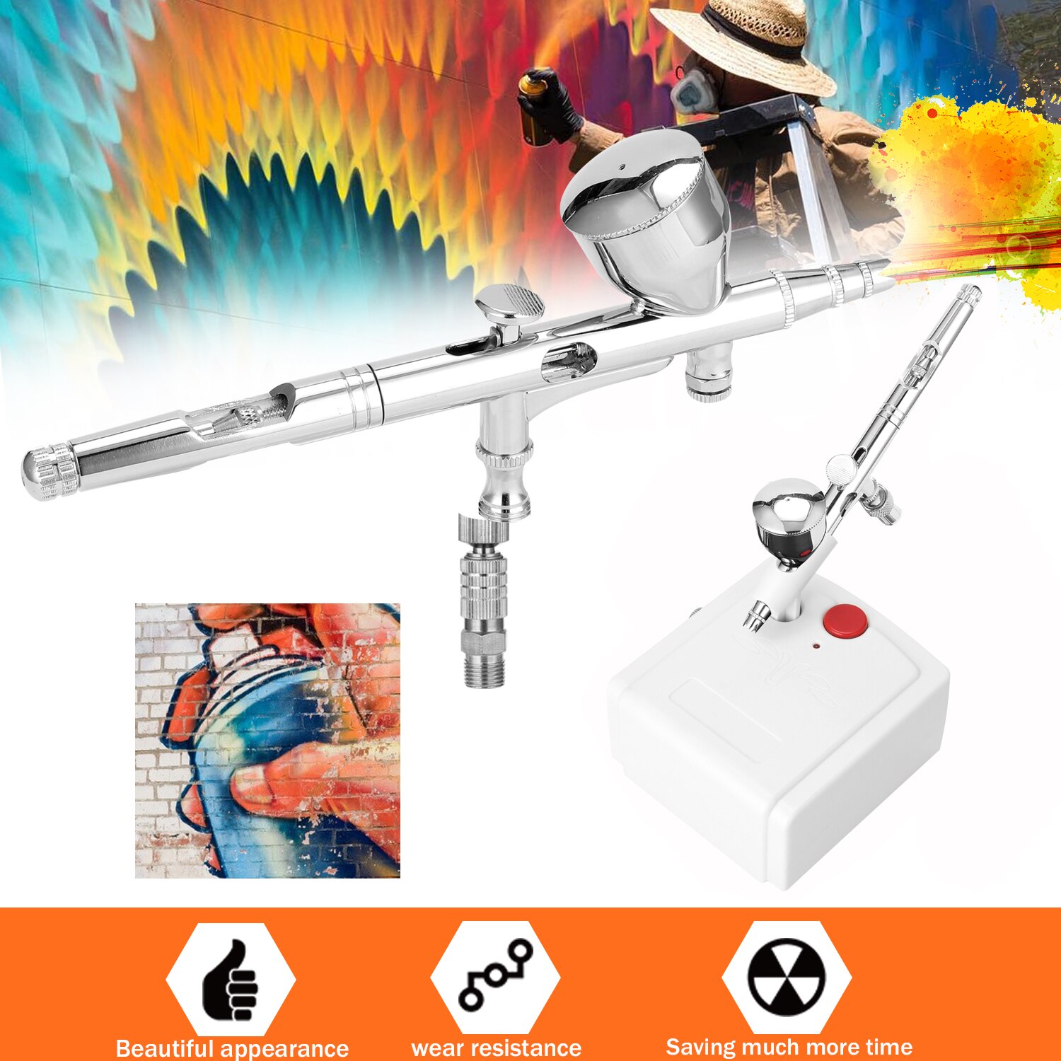 KKMOON Portable Spray Pump Air Compressor 25psi Output Barometric Airbrush Air Compressor Kit