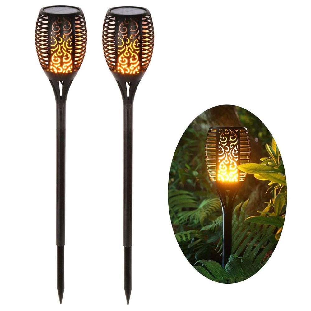Solar Torch Lights Waterproof Dancing Flickering Effect Stake Flame Lantern Outdoor Landscape Decoration Garden Patio Pathway: 96Led 2 Pack