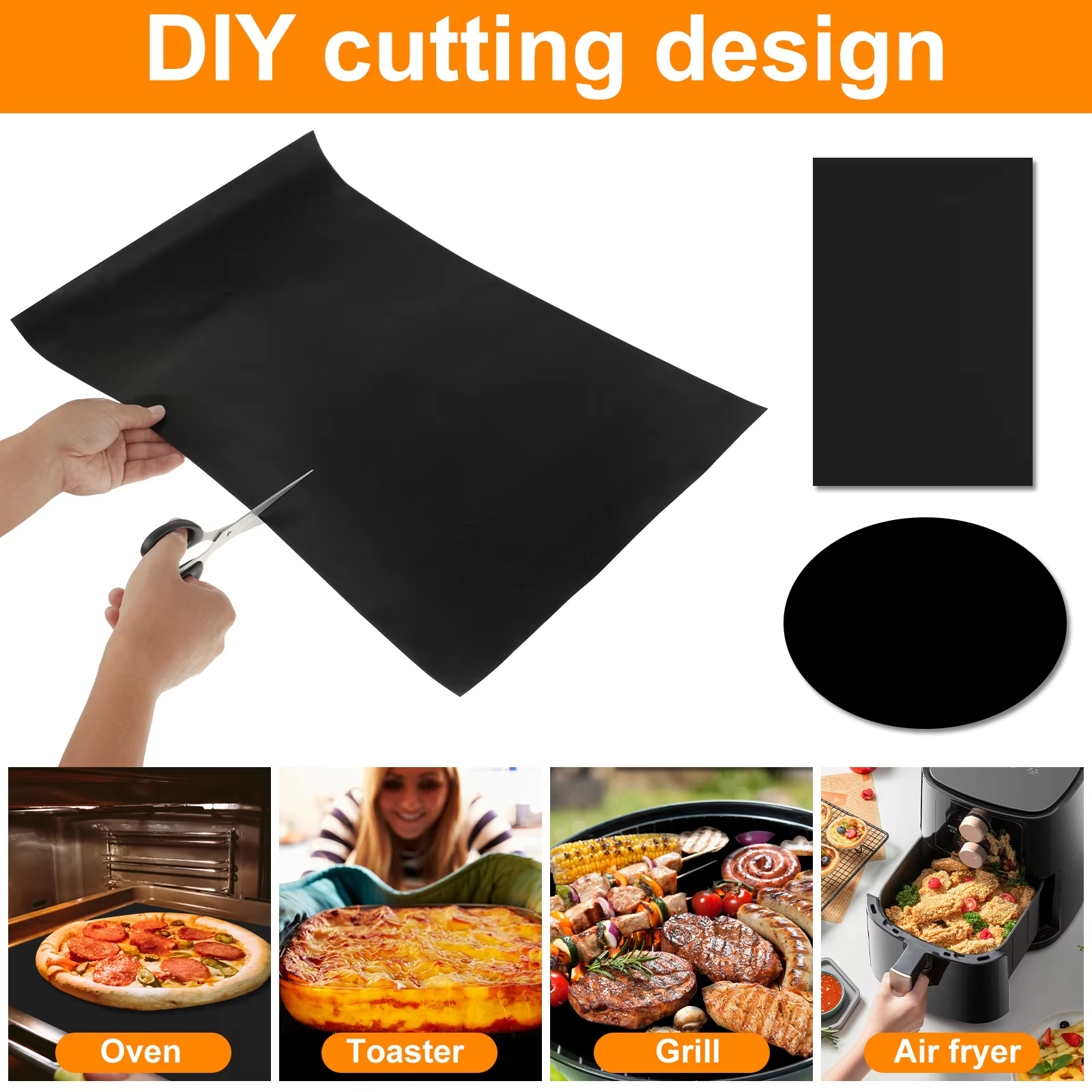 10 stk. ovnsunderlag, grillmatte, 50 x 40cm non-stick grillunderlag, gjenbrukbare grillbakeunderlag, stekeunderlag, mikrobølgeovnsverktøy