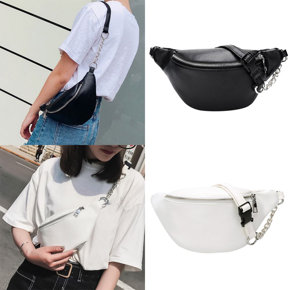 -Trend mädchen brust tasche umhängetasche außen reise taille tasche Hüfte-hüpfen Straße stil kette tasche unterarm tasche