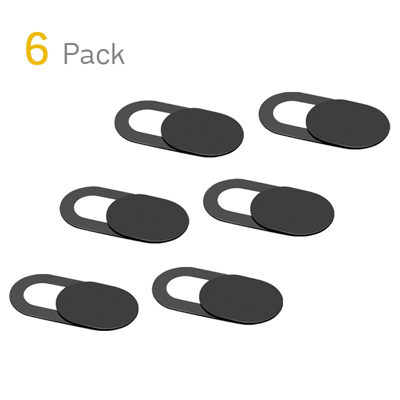 6 stk universal webcam cover kamera cover skyder kamera magnet skyder slider smartphone kamera klistermærke laptop kamera cover: Webcam sort 6 stk