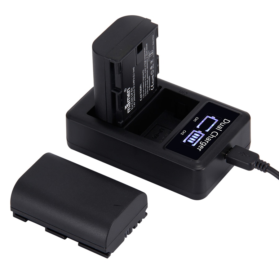 2600mAh LP E6 LP-E6 LPE6 Digitale Camera Batterij + USB LCD Dual Charger voor Canon Mark II Mark III 6D 7D 60D 60Da 70D 80D 5DS 5D