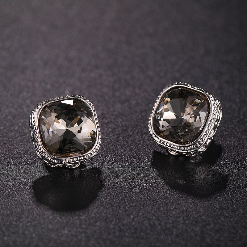 Luxe Vrouwelijke Kristal Strass Clip Op Oorbellen Eenvoudige Vierkante Goud Geen Doorstoken Oor Clips Voor Vrouwen Oorbellen Sieraden