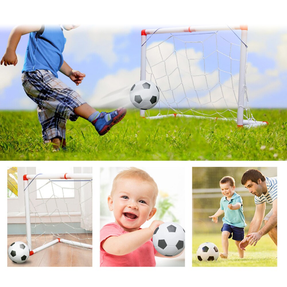 1 sæt 56cm mini fodbold mål fodboldnet dør børns indendørs sportslegetøj fodbold mål dør med fodbold og oppustning (englis