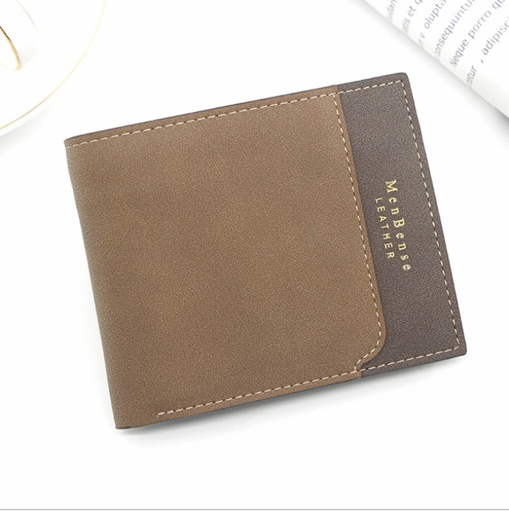 men's short wallet Splicing retro youth wallet ultra-thin men's cross-section wallet men's wallet price: Gold