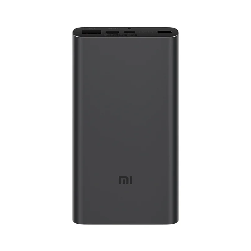 10000mAh Originale Xiaomi potenza Banca 3 PLM12ZM USB C QC3.0 18W Ricarica rapida Powerbank di ricambio 10000 Batteria esterna: nero