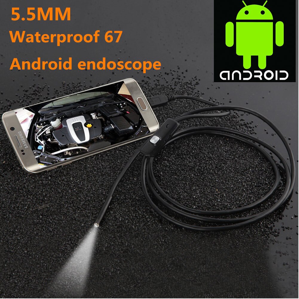 5.5mm USB Endoscoop Mini Camera Voor Android Telefoon USB OTG Endoscoop 720 p Waterdichte Inspectie Camera Met 6 LED lens Borescope