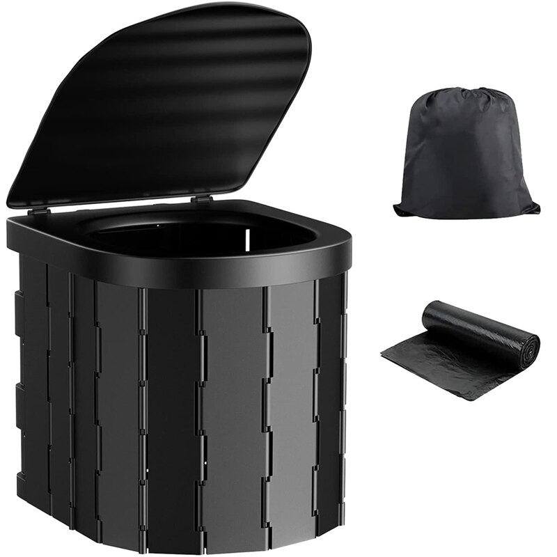 Portable Toilet for Camping Portable Folding Toilet with Lid, Waterproof Porta Potty Car Toilet Bucket Toilet Potty: Default Title