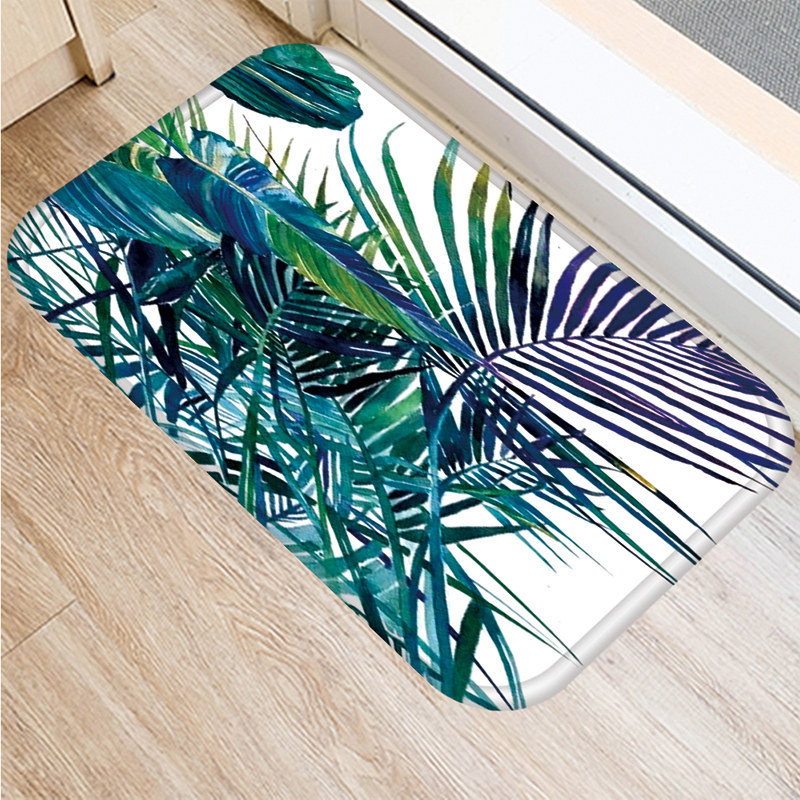 Tropisk monstera mønster køkken indgang 40*60cm dørs måtte koral fløjl tæppe dørmåtte indendørs gulvmåtter skridsikker tæppe 48233: 2dd-48233-018