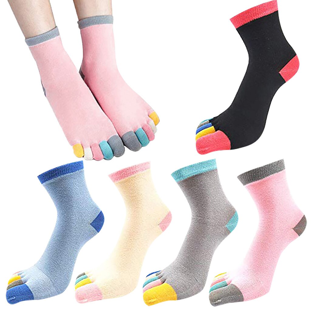 5Pairs Vrouwen Vingers Teen Sokken Katoen Oneven Sokken Multicolor Enkelsok Ademend Grappige Sokken Vrouw Enkel Mooie Mode Sokken