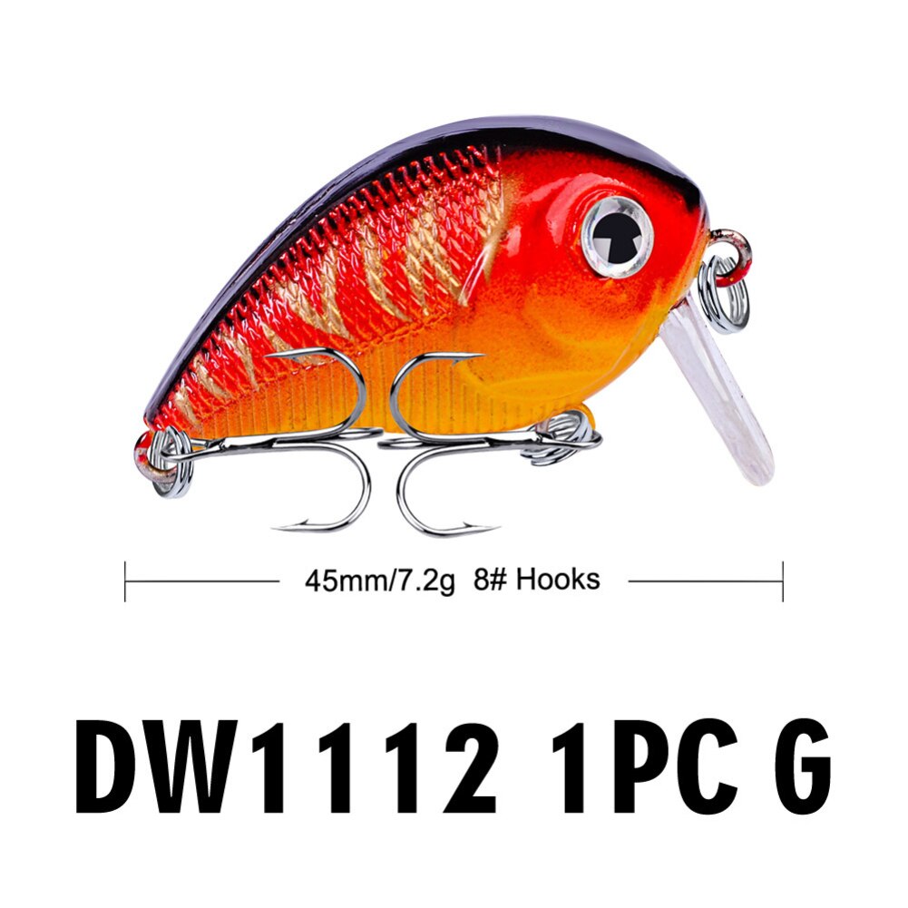 1pc 45mm/7.2g veelkleurige crank vishaak leuke vorm vishaak cirkelhaak 3d ogen met twee drievoudige haak vishaak: Dw1112 g