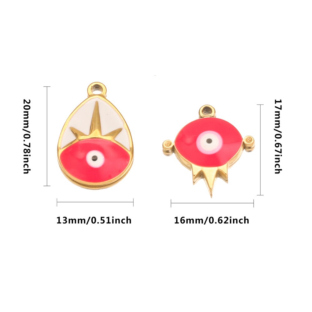 5pcs Stainless Steel Enamel Turkey Eye Medal Charm Pendants for Women Necklace Bracelet Making DIY Jewelry Charms Findings