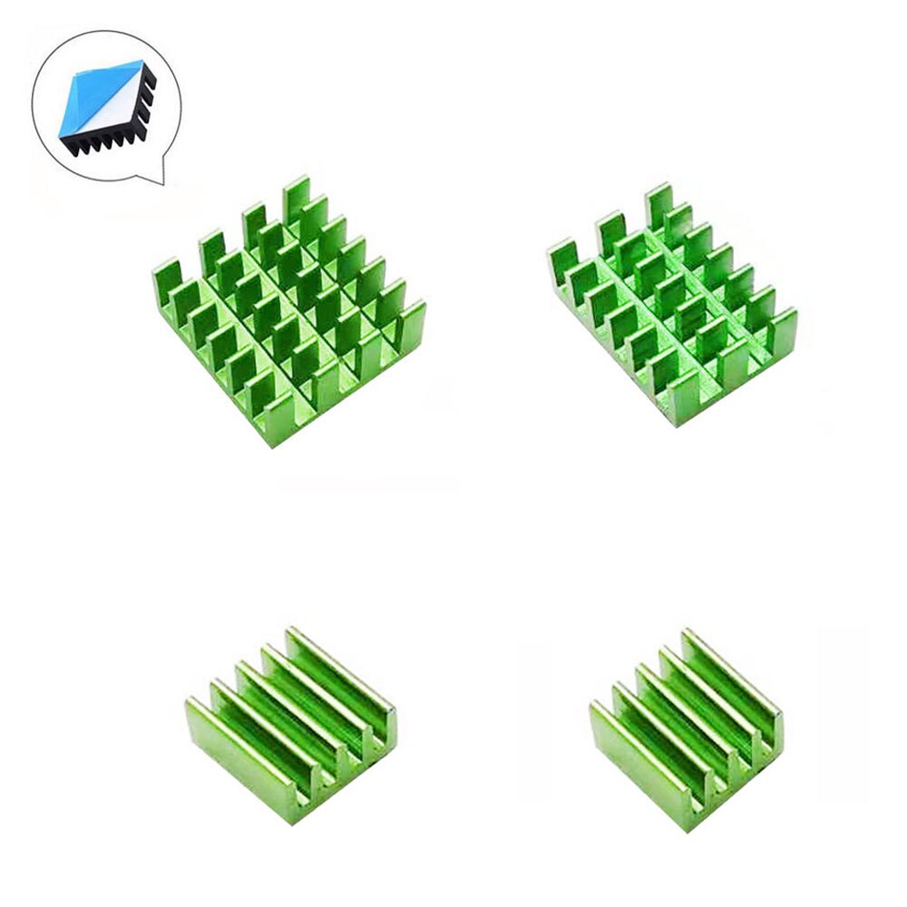 4 stuks Voor Raspberry Pi 4B Aluminium Heatsink Radiator Cooler Kit voor Raspberry Pi 4: green