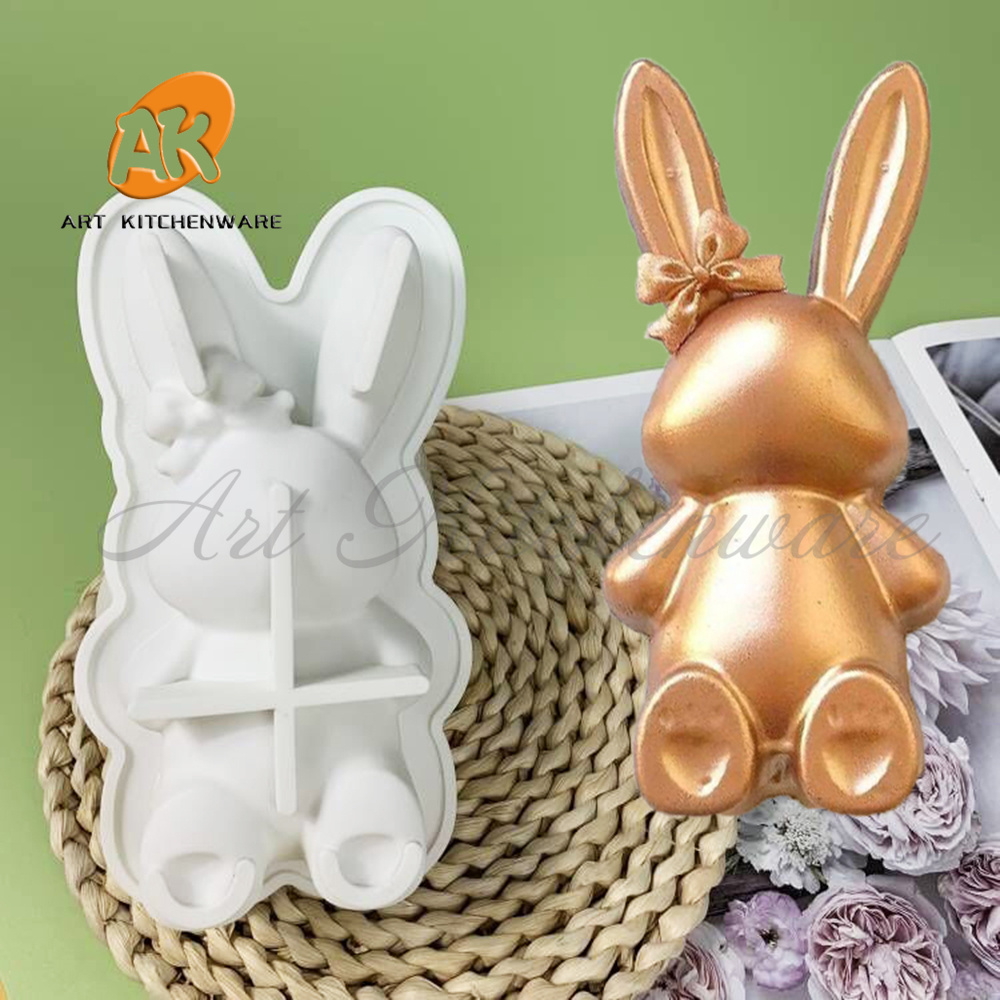 3d påskehare/kanin silikoneforme fondant kageform gør-det-selv chokolade bageværktøj forme kagedekoration tilbehør bageforme