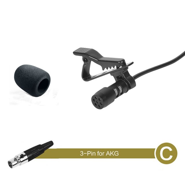 Zwart Lavalier Revers Microfoon Single Oorhaak Headset Mic 3.5Mm Xlr 3-Pin Voor Akg Xlr 4-Pin voor Shure Draadloze Systeem: C