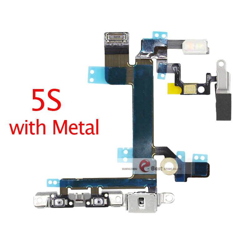 Power Flex dla iPhone 5G SE 6 6s 7 8 Plus 7G 8G 6G X XR XS MAX wyciszenie i przycisk głośności klucz przełącznika przewód zasilający z części metalowe