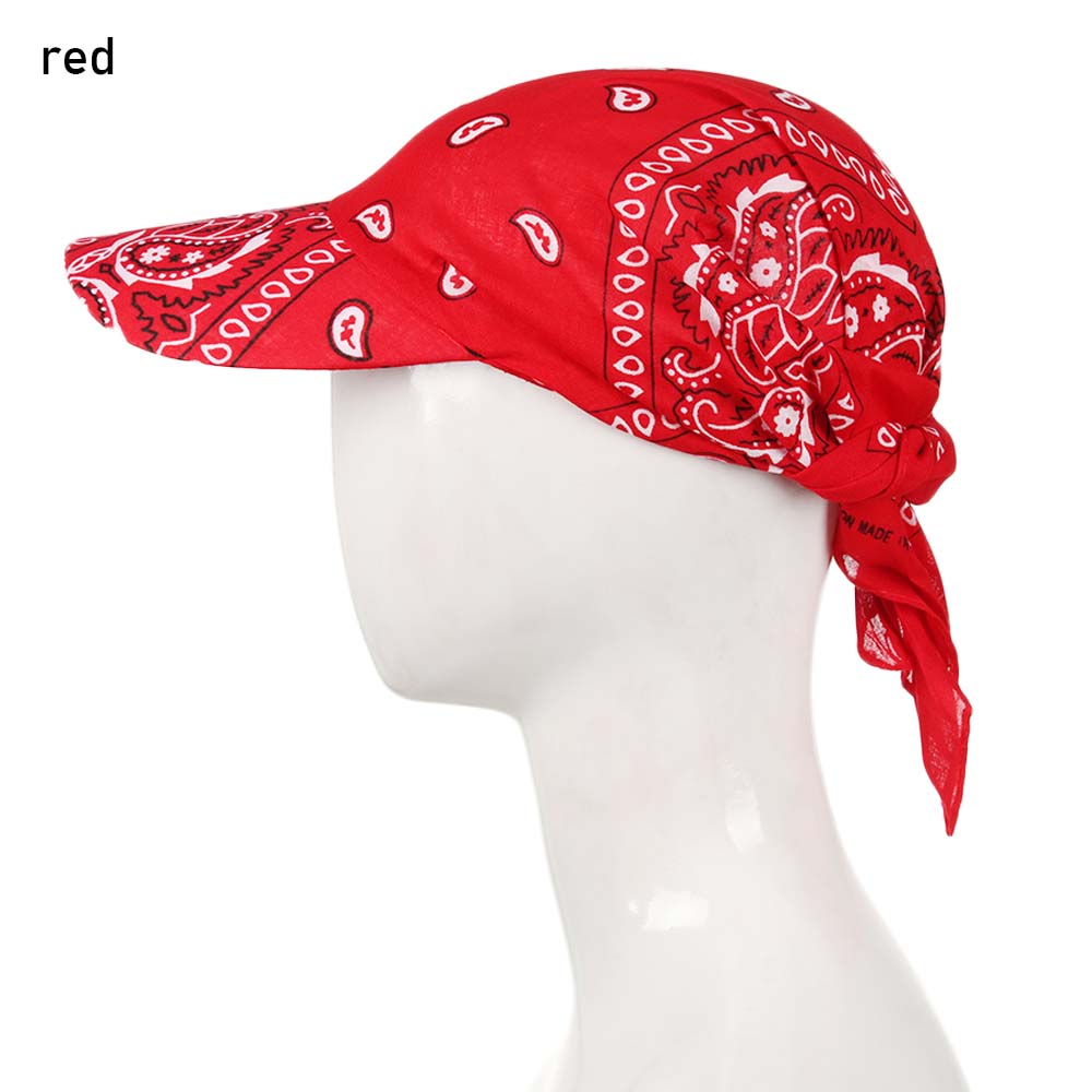 Cotton Visor Hat Women Men Unisex Printed Square Scarf Cap Soft Headscarf Outdoor Sunshade Hats: red