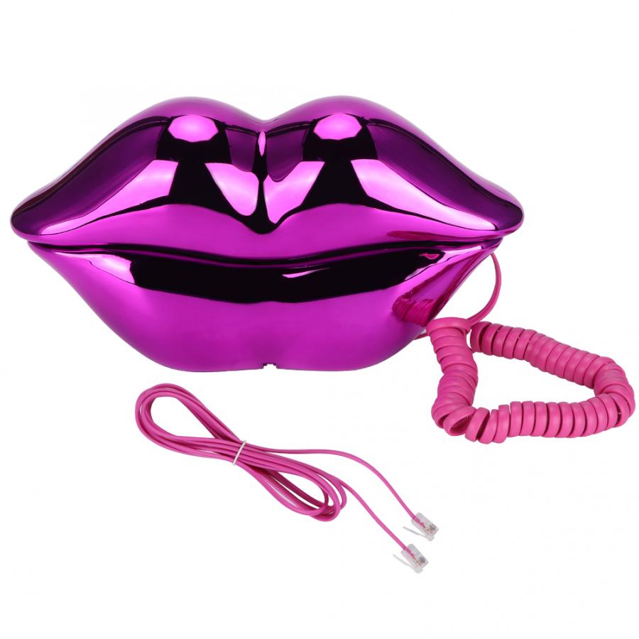 WX-3016 Mouth's Lips Shape Telephone Home Office Desktop Telephone Landline Colorful Pink/Electroplated Purple(optional)