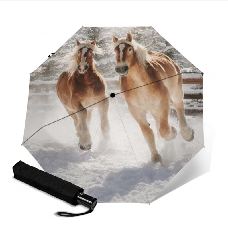 Fully-Automatic umbrella Horse Painting Parasol UV protection Aluminum Alloy Umbrellas Guarda Chuva Paragua Rain Gear