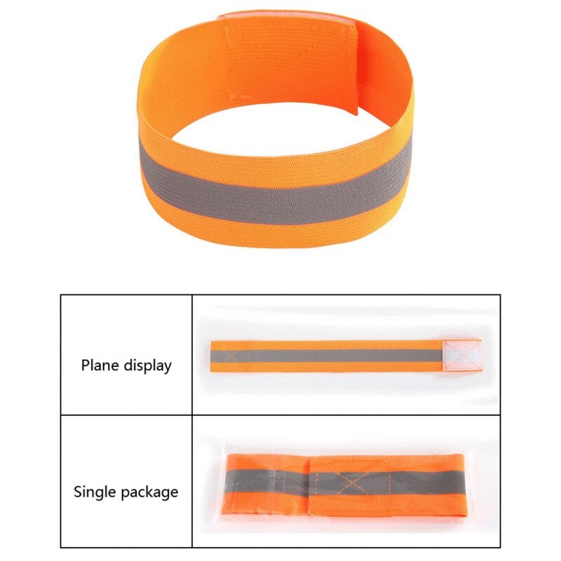 1pc Reflective Safe Armband Single Strap Adjustable Wrist Leg Warning Belt Bracelet Wristband Night Running Warning Safety Tools