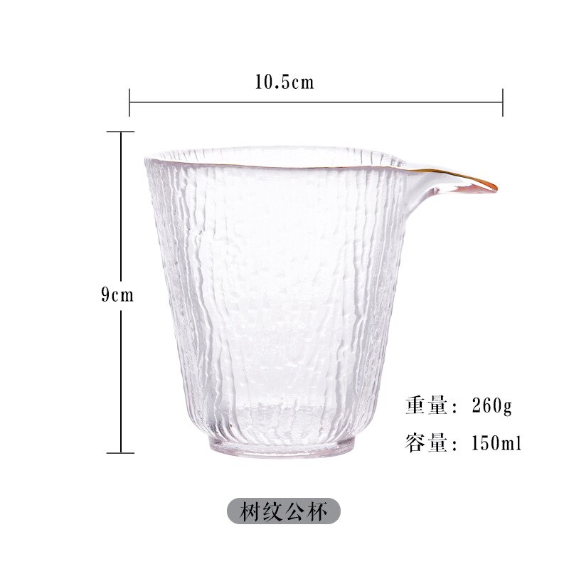 The tree pattern glass tea cup lead-free crystal glass fair cup with gold cover tea set: B