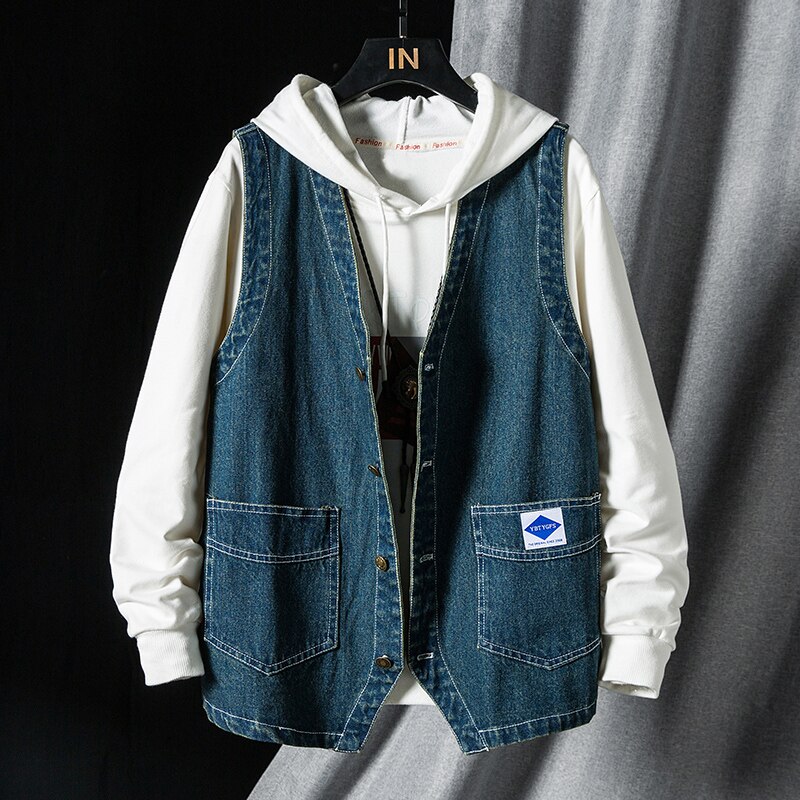 Herbst Mens Kleid Weste Jacke und Mantel Jean Weste für Männer Kleidung Punk Stil Ärmellose Denim Weste Chalecos Para hombre