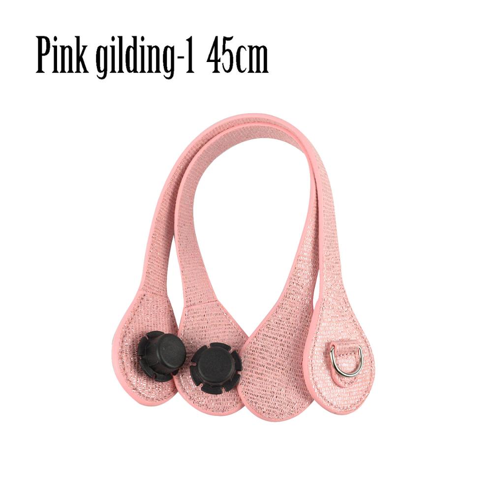 Tanqu Short Handles with Edge Painting D Buckle Round Teardrop End Faux Leather Part for OBag Belt for EVA O Bag: pink gilding-1 45